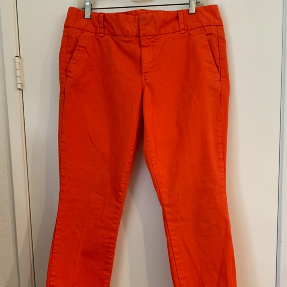 J CREW ANDIE ORANGE STRETCH CROPPED CHINOS SIZE 12
